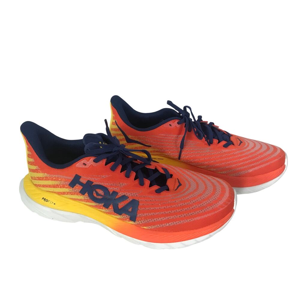Hoka Size 13D One One Mach Five Flame Dandelion Mens Running Shoe Sneaker